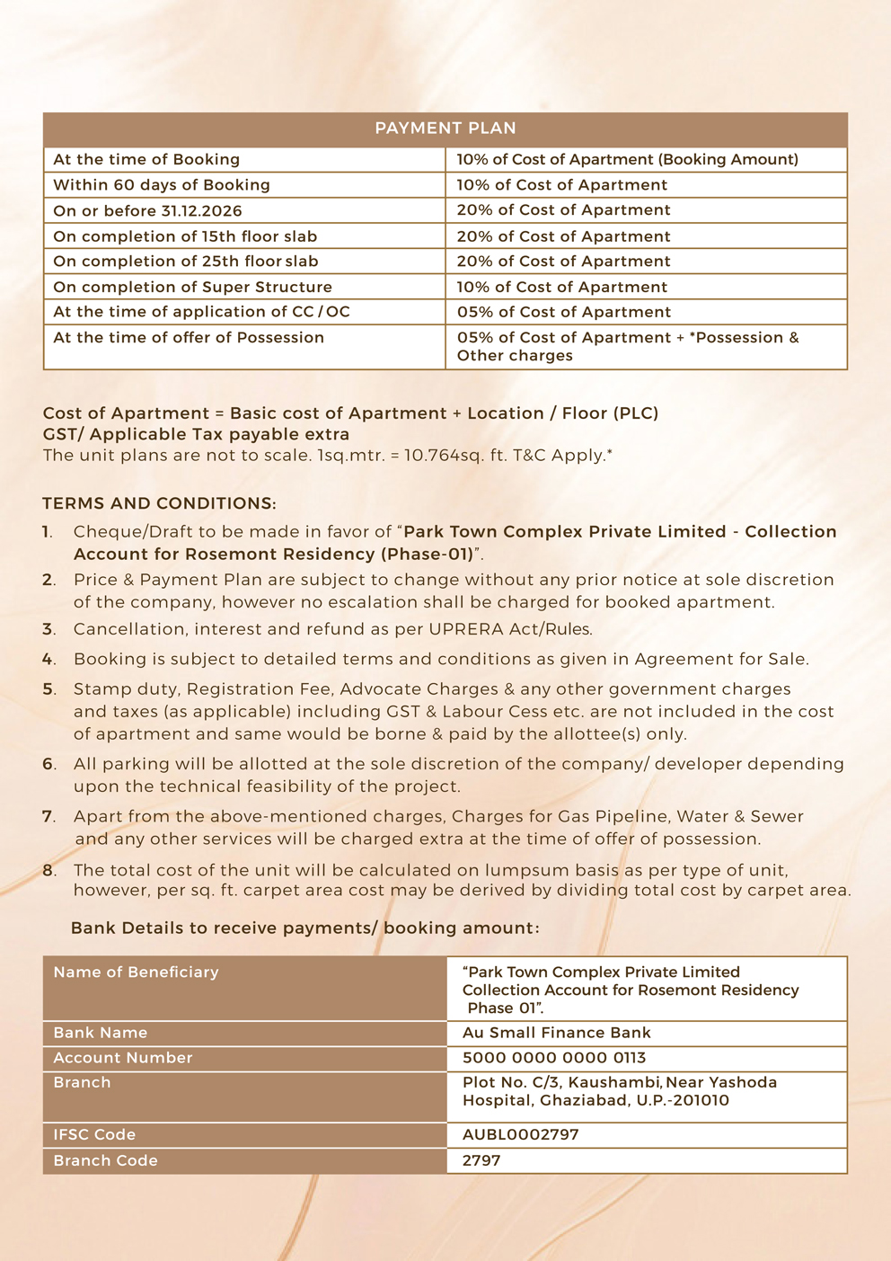Aditya Rosemont Residency Payment Plan